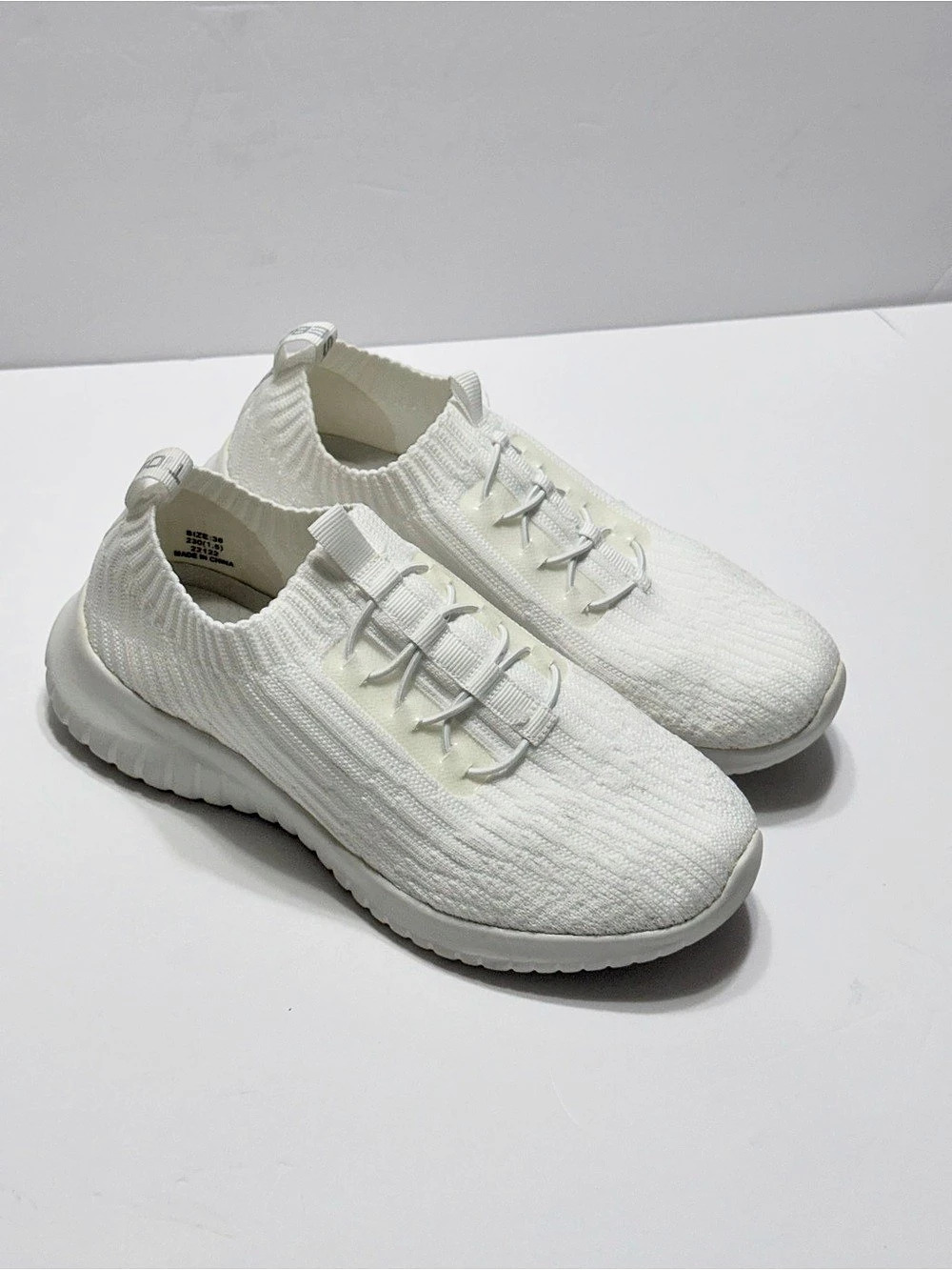 Tiosebon Women's White Stretch Fabric Sneakers EU 36